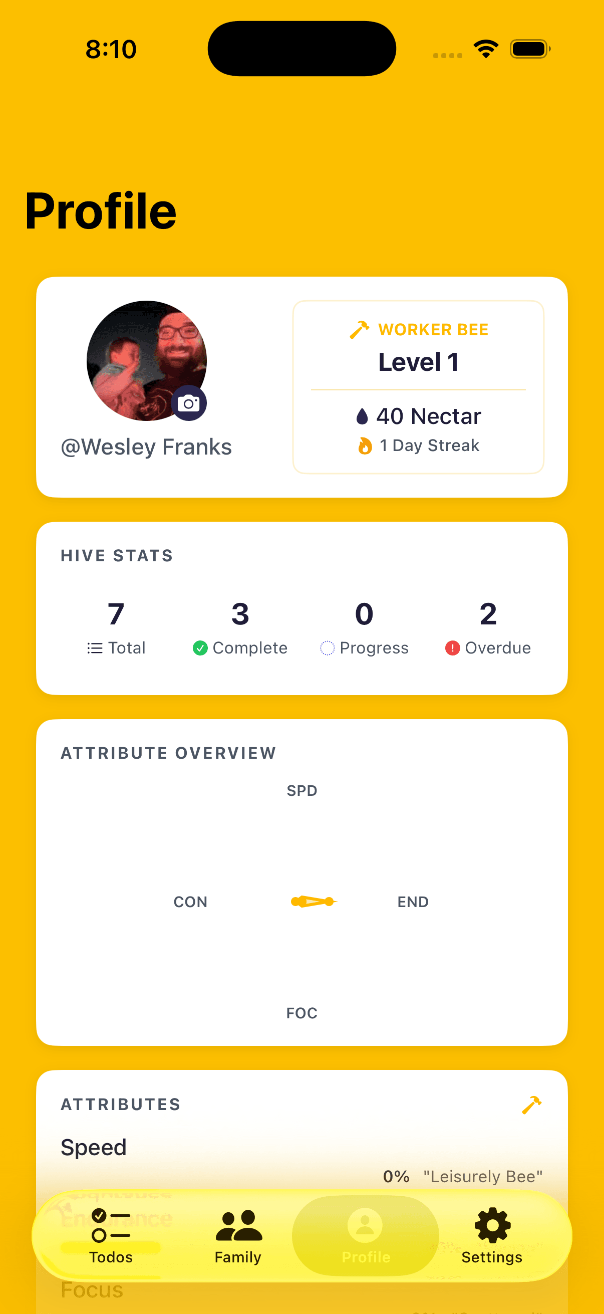 HunnyDewBee profile stats screen
